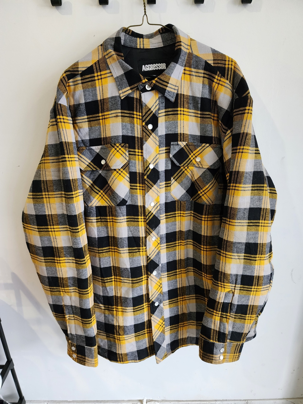 Aggressor Men's Work Jacket Yellow Black Plaid